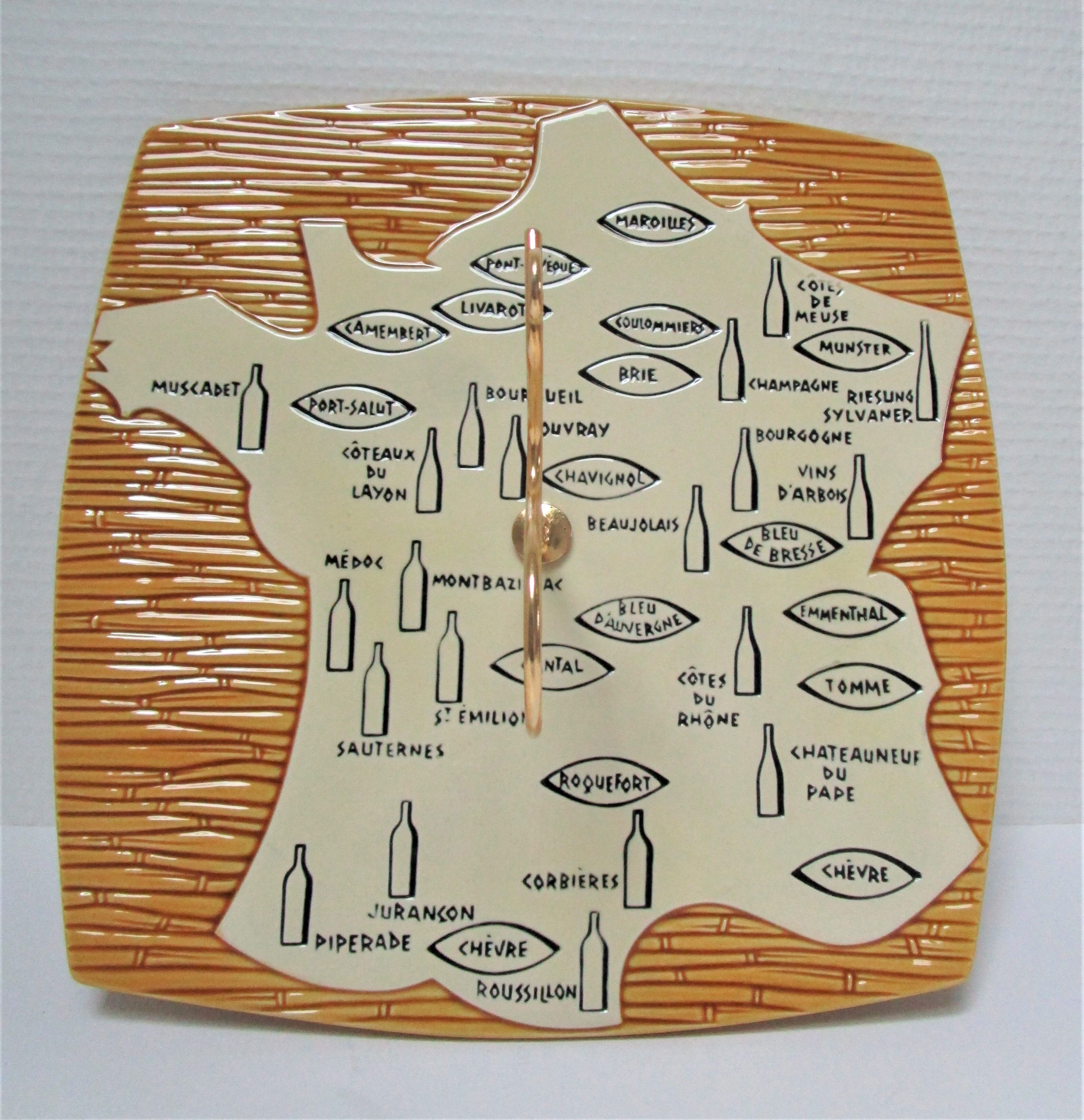 Ceramic cheese platter modernist rooster 60s