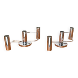 Chrome ceiling or wall lamp Space Age by Gaetano Sciolari for Leola, Germany, 1970s, set of 2