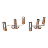Chrome ceiling or wall lamp Space Age by Gaetano Sciolari for Leola, Germany, 1970s, set of 2