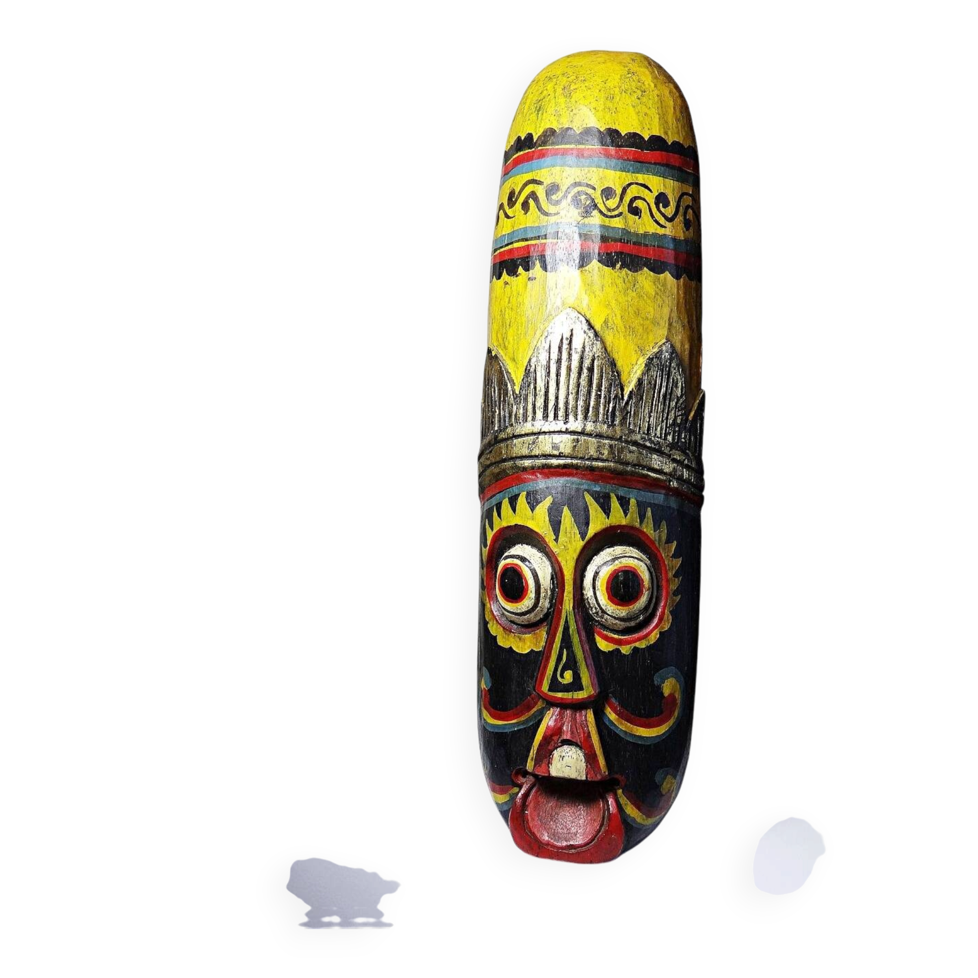 Large Balinese mask carved and hand-painted in wood, Indonesia, 1970s.