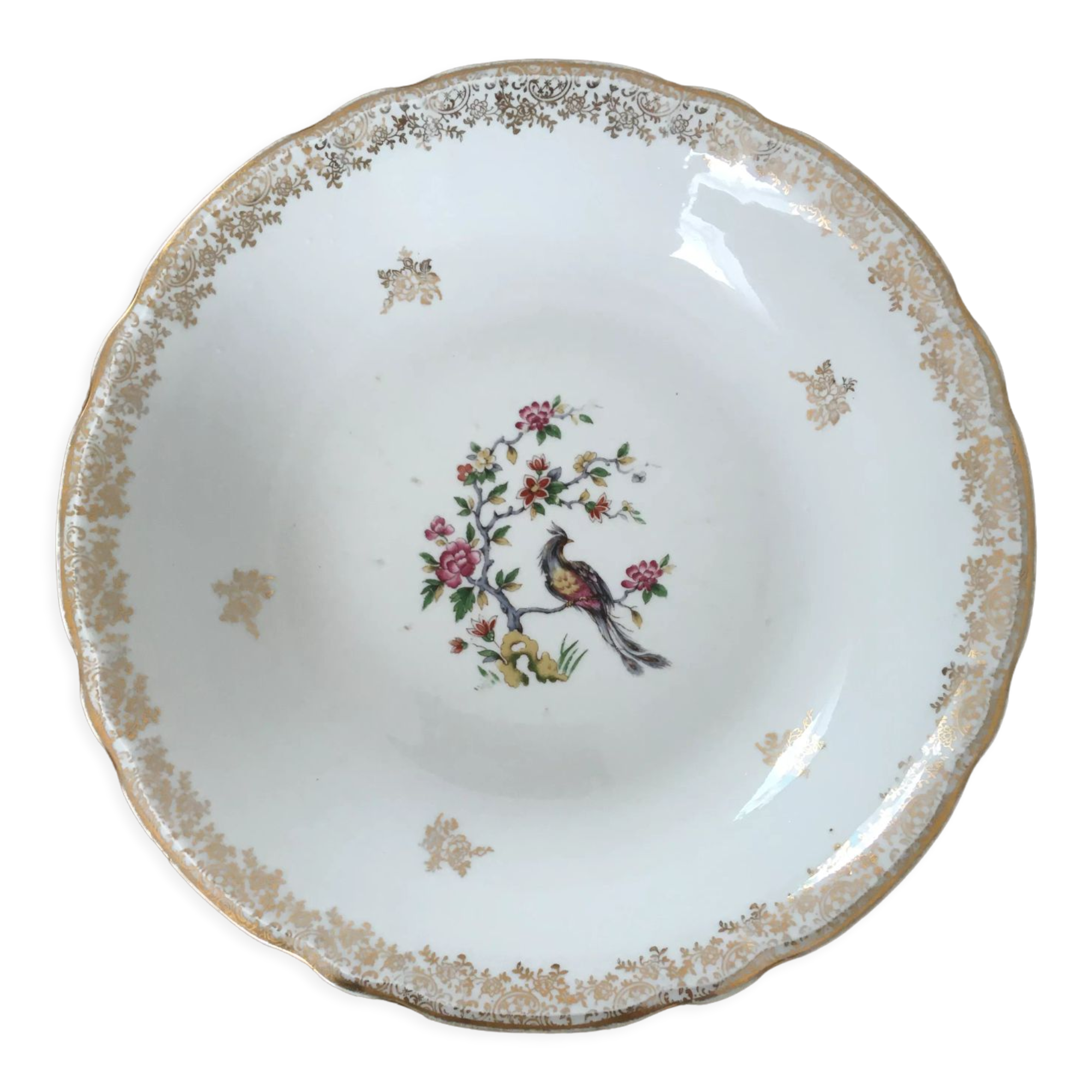 Hollow dish porcelain bird of paradise