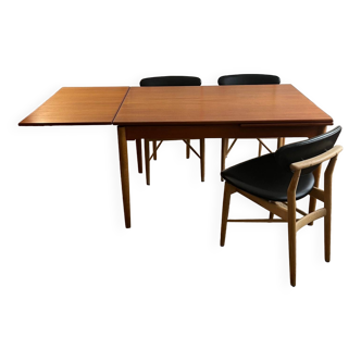 Danish Dining table/desk. Solid teak with oak details. Made in 1960