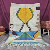 Tapis berbère décoré tissé en laine fait main traditionnelle 250cmx150cm