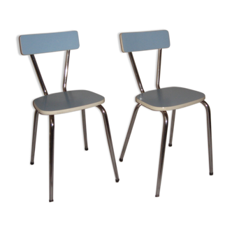 pair of 1960's blue formica chairs