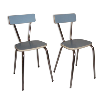 Paire de chaises en formica bleu de 1960