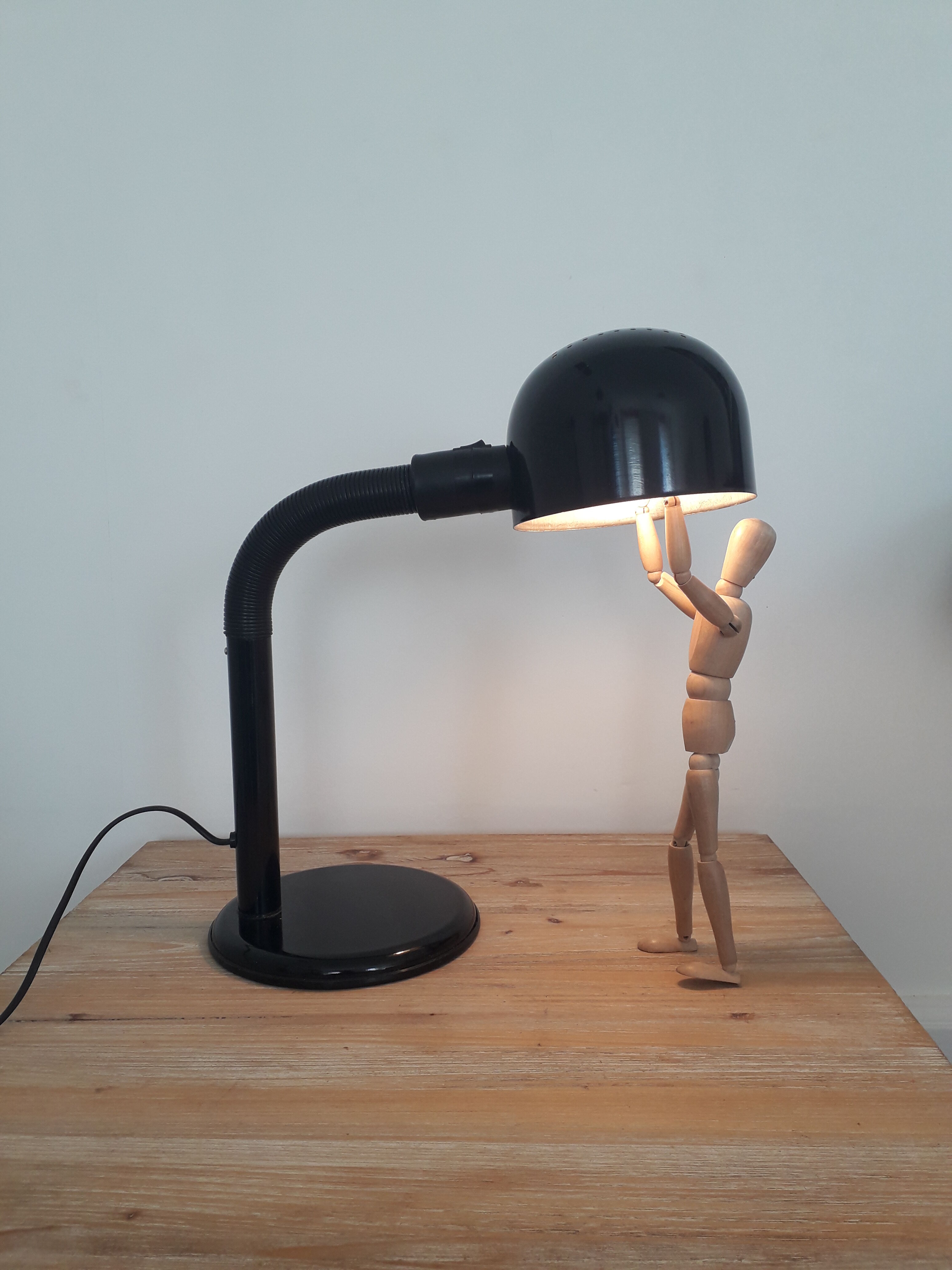 Vintage desk lamp-alda -sweden-typ 1+4a-black lacquered metal-1970