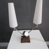 Vintage lamp from the 50s/60s in chromed metal and opaline