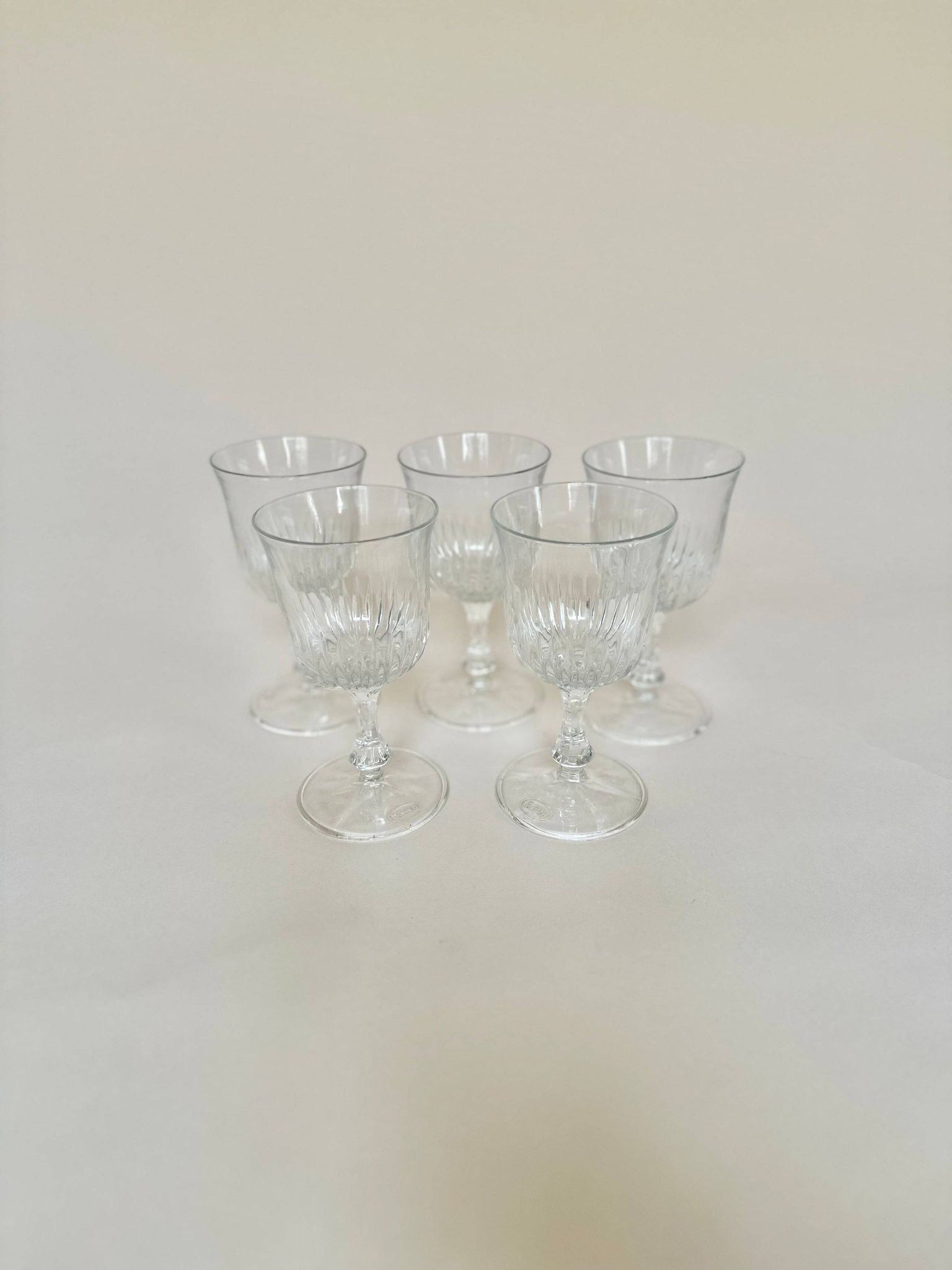 Set of five wine glasses