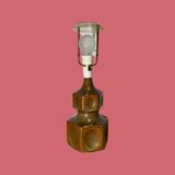 Rare Large Søholm Ceramic Lamp | Brown/green Color With Red Lampshade - Danish Ceramic Lamp