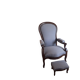 Ensemble fauteuil Voltaire à système inclinable et son repose-pied