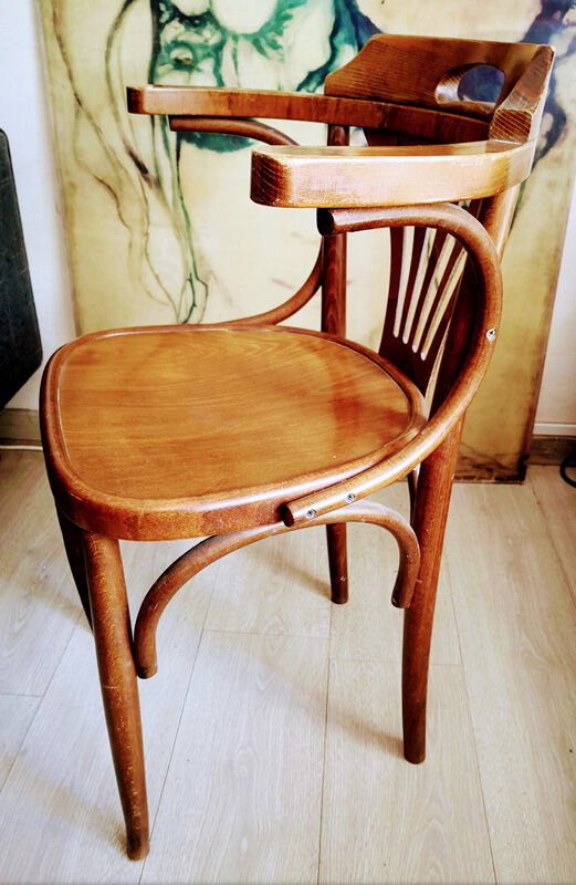 Fauteuil de bureau des années 50 en bois courbé
