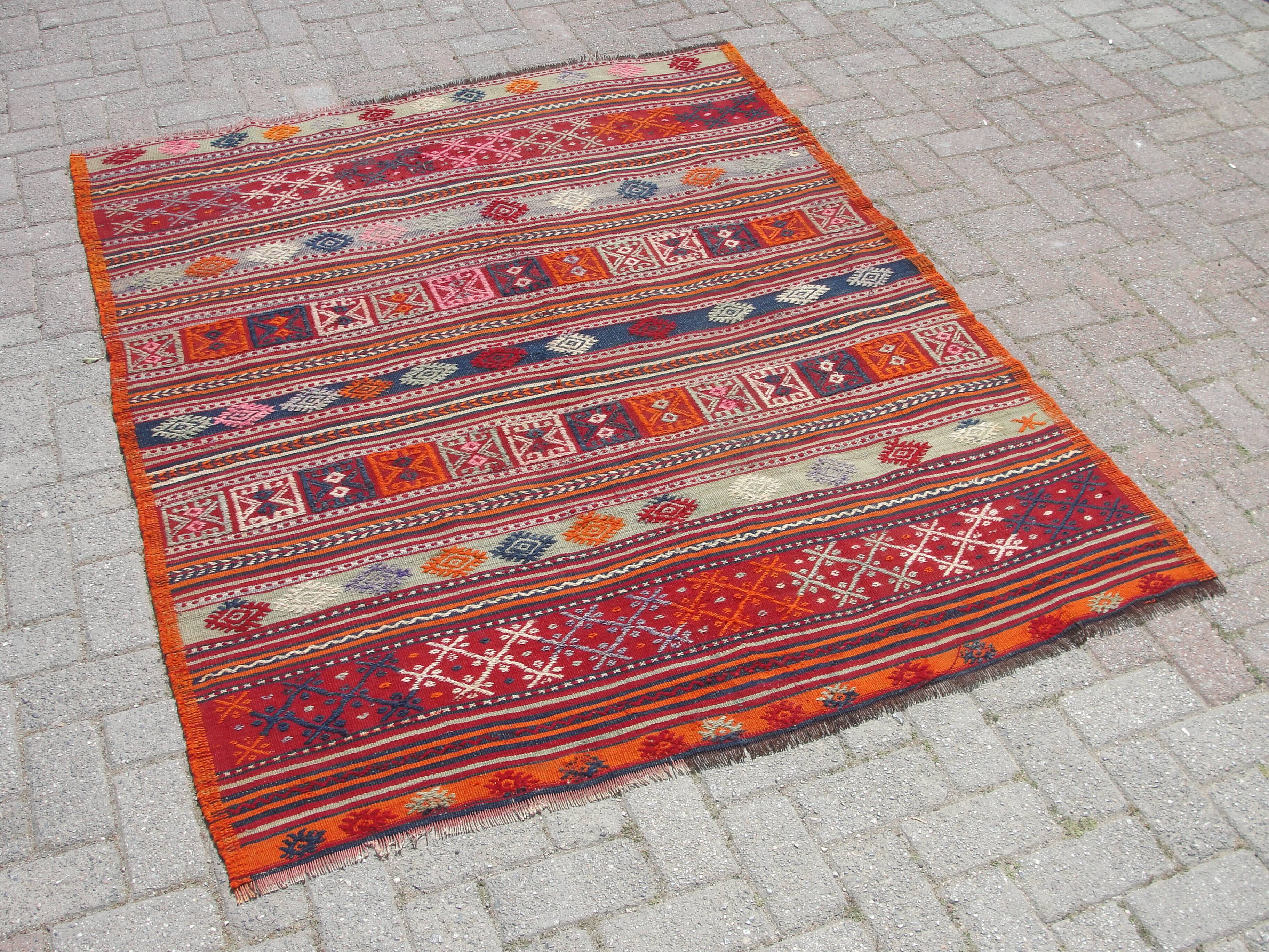 Turkish Kilim rug, vintage area rugs