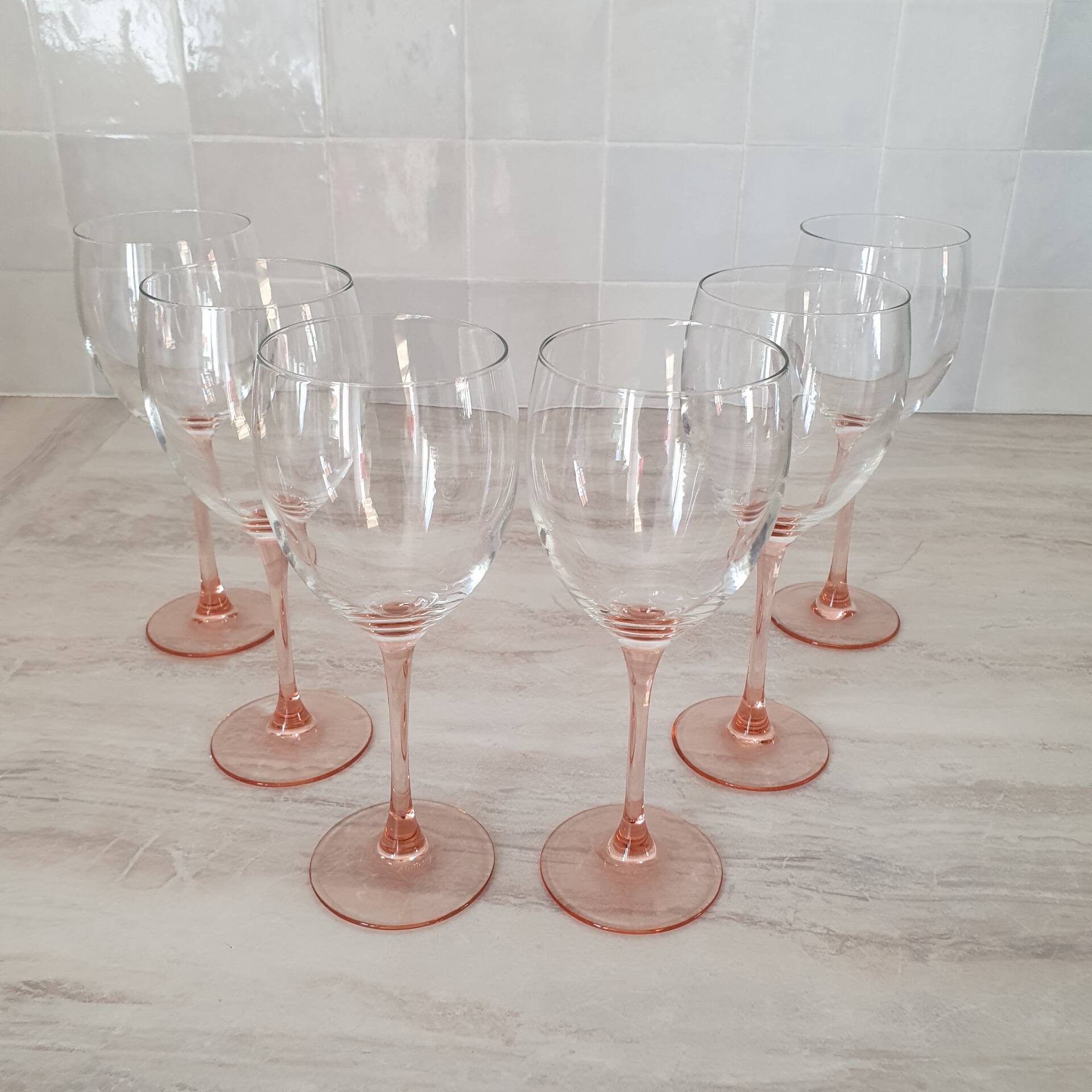 6 Verres à Eau ou Vin / verre à pied Rose par Luminarc