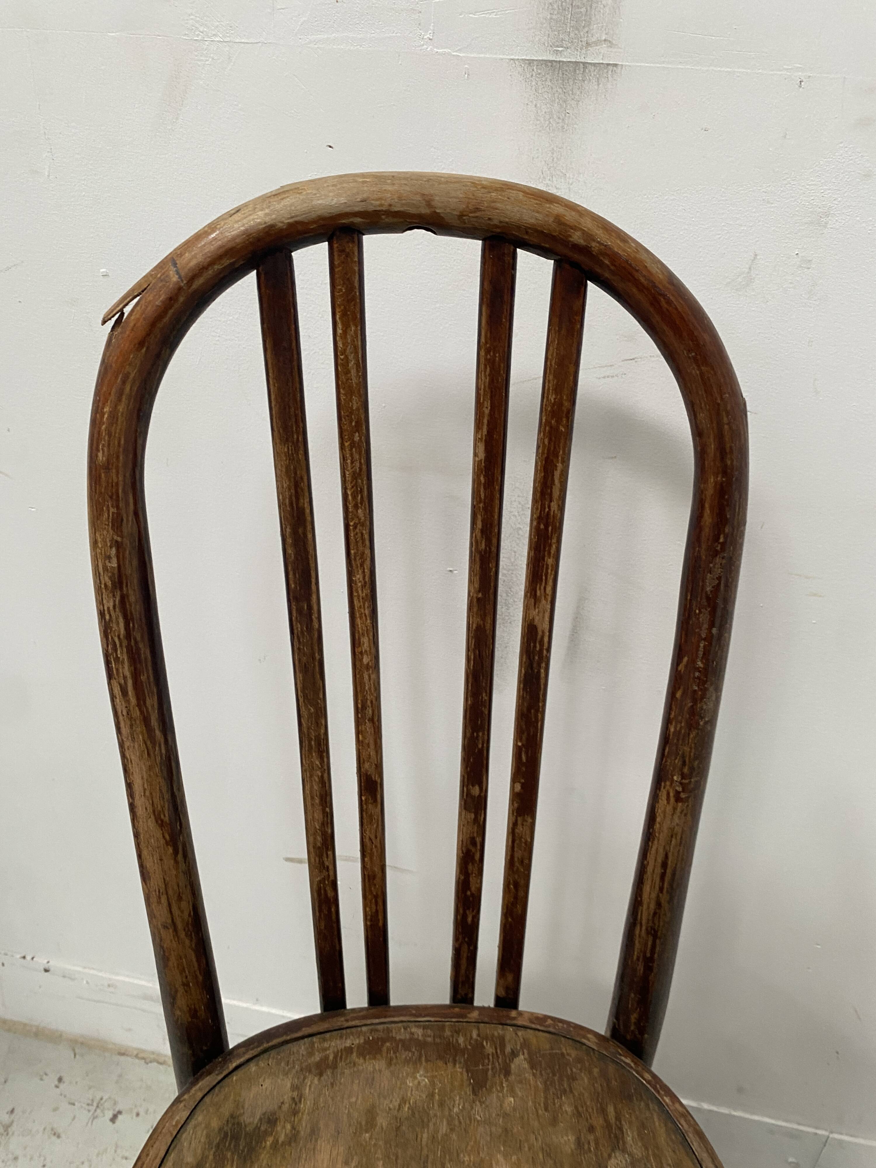 Set of six 20th century curved wooden chairs