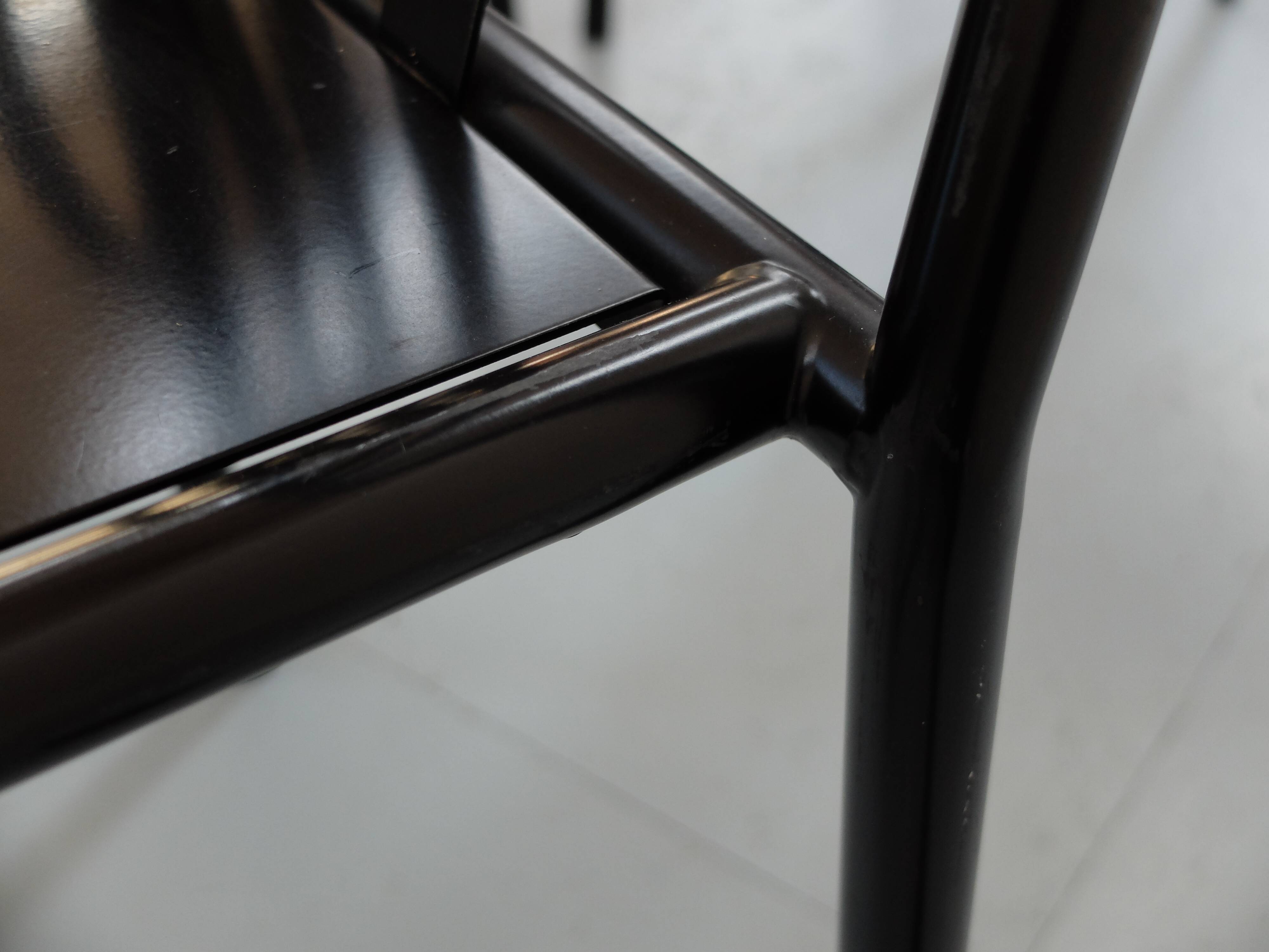 4 robert mallet-stevens black lacquered steel chairs, stamped rms ecart