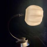 Art Deco bedside lamp, opaline/nickel brass, 1930s.