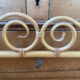 Vintage bamboo and rattan wall coat rack