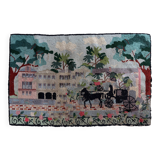 Tapis Hooked vintage américain – 56 x 86 cm – Design pictural - 1C982