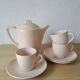 3 cups + Digoin Sarreguemines pink Art Deco jug