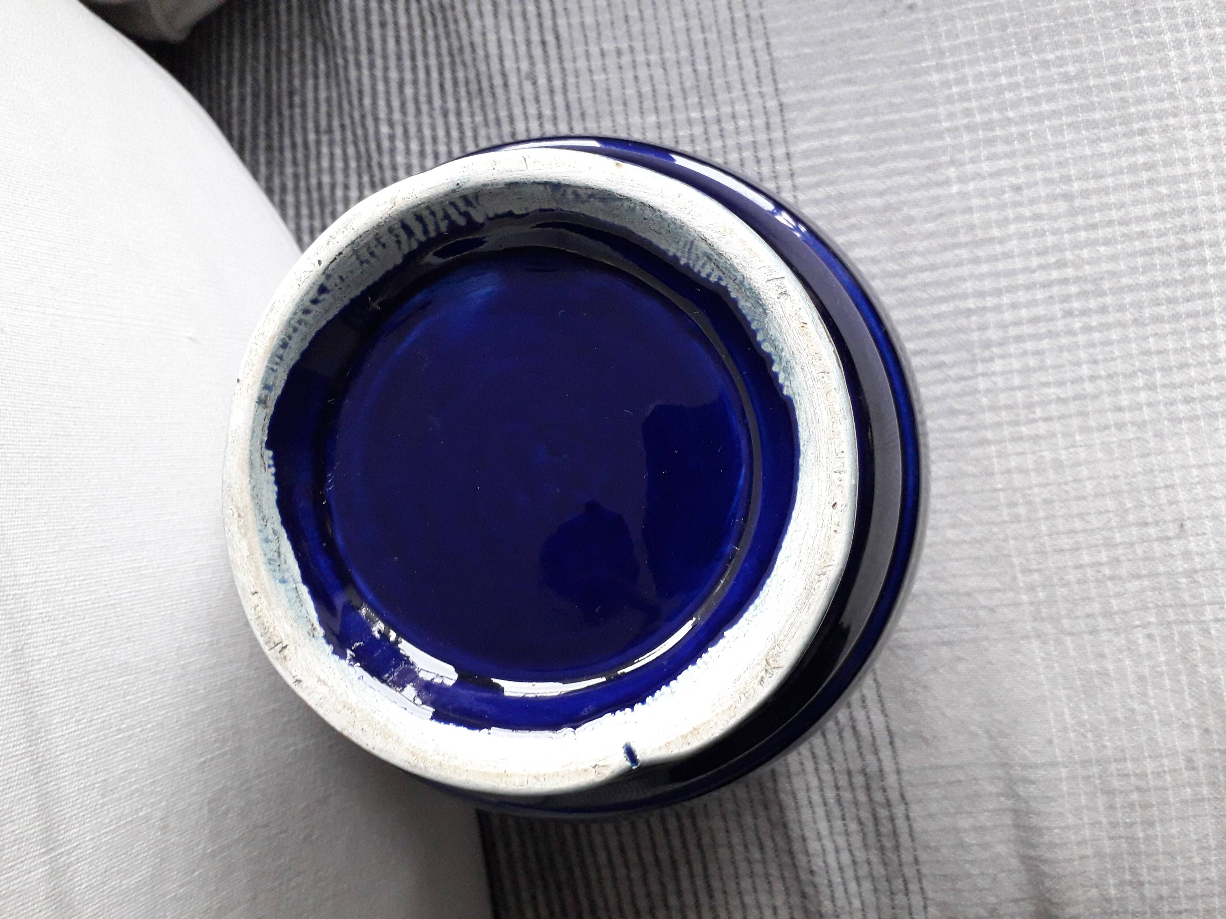 Large vintage blue and gold vase