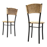 Vintage wicker dining chairs, 1980s - set of 4