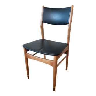 Scandinavian teak chair, brass legs, 50s, vintage French
