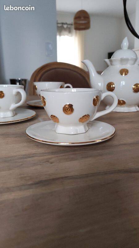 Tea Service WHAT'S VINCENT – White Porcelain & Gold Dots – 12 pieces