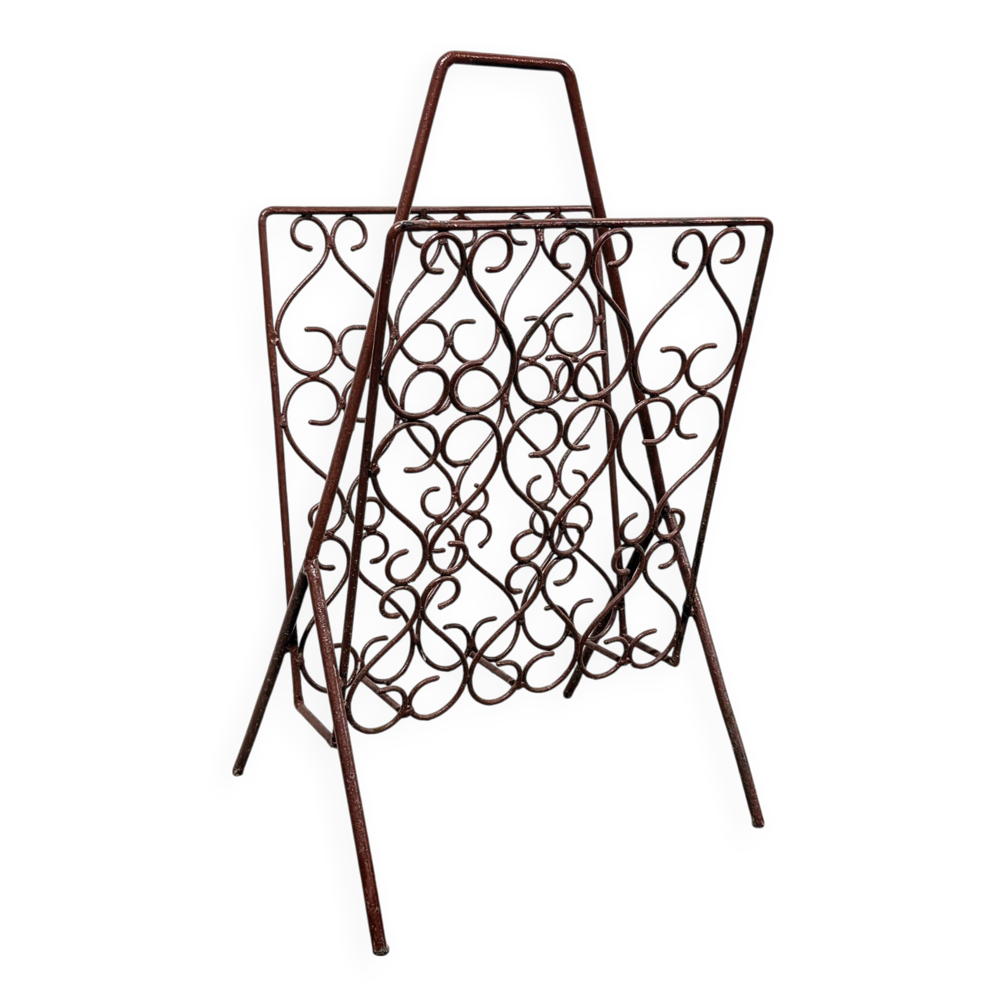 Vintage wrought iron magazine rack