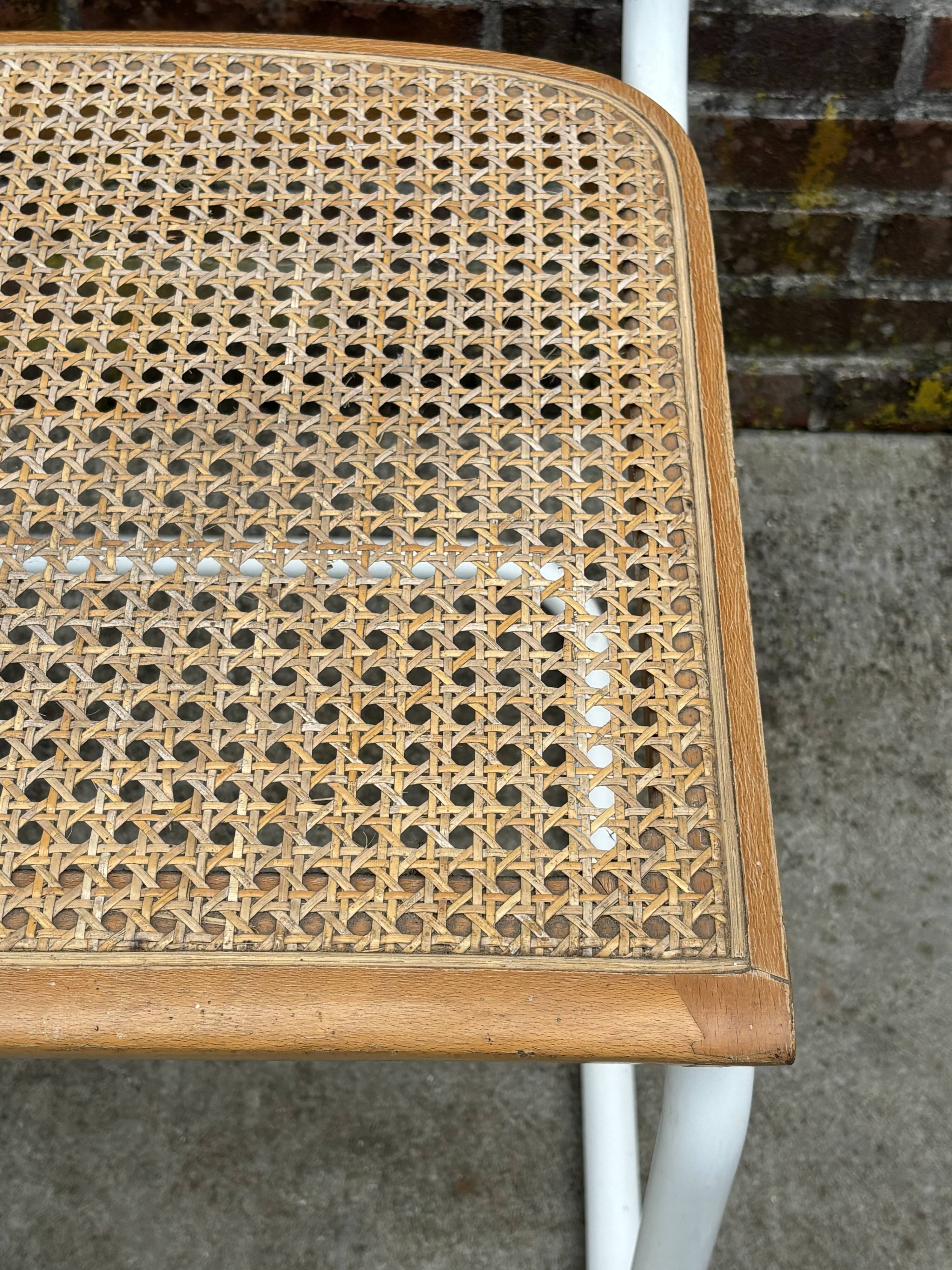 Cesca chair b32 model in white and wood by Marcel Breuer