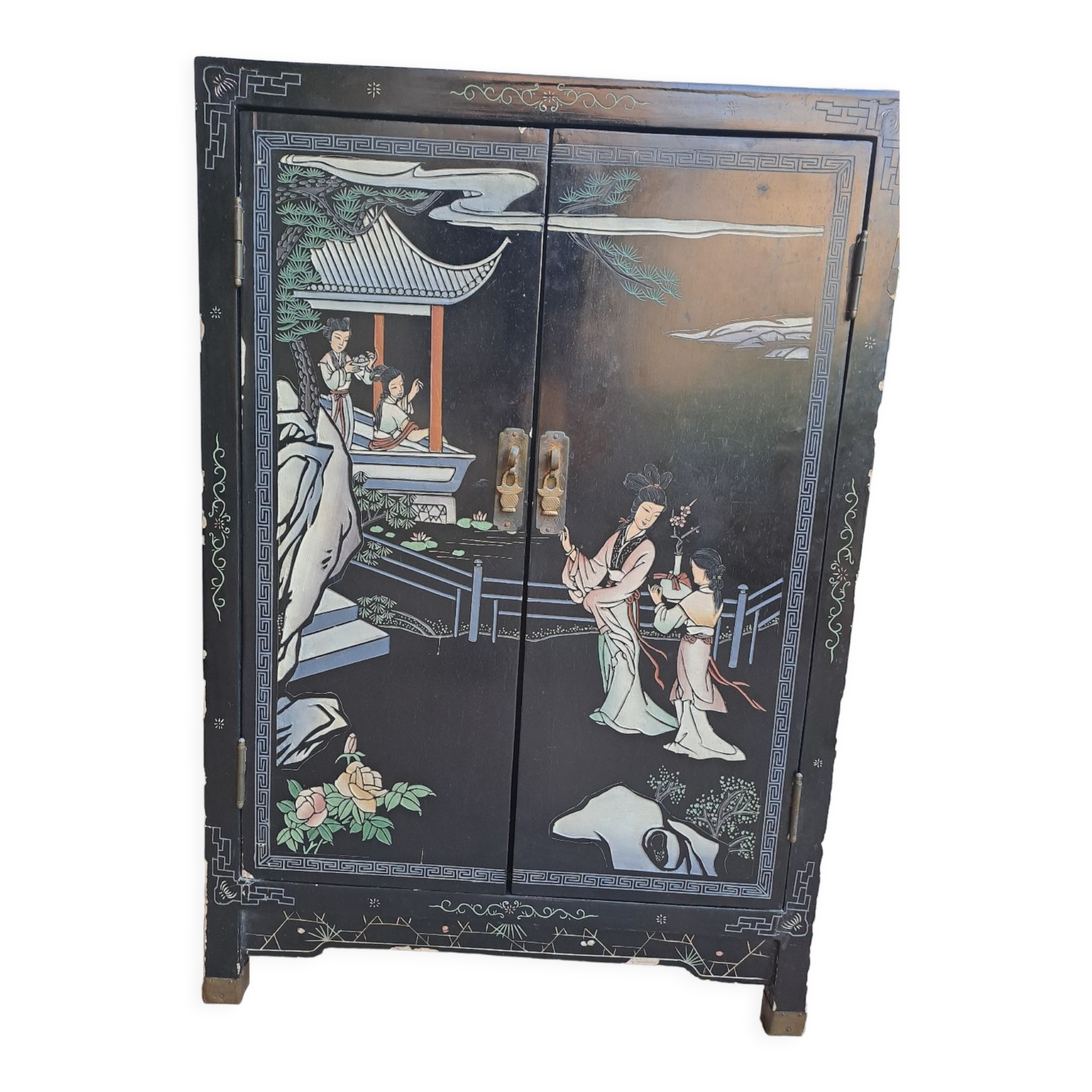 Black chinoiserie lacquer cabinet