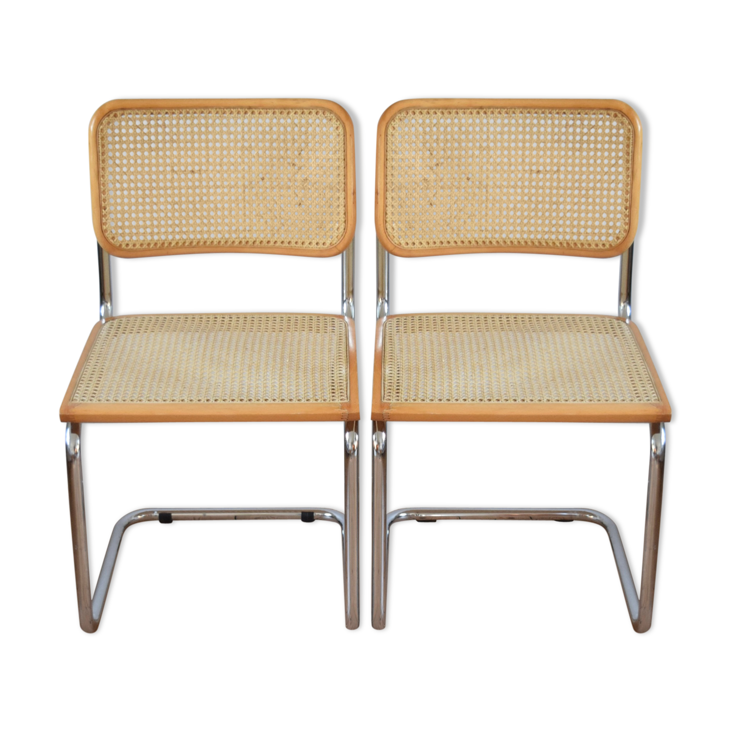 Beech & Cane 'Cesca' chairs by Marcel Breuer