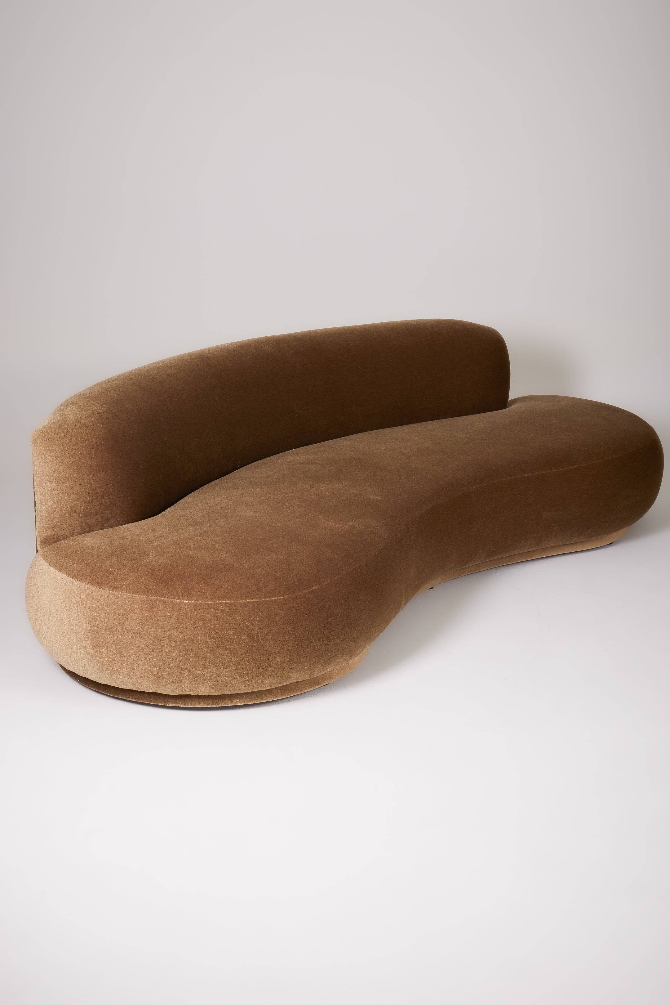 Half-moon mohair velvet sofa