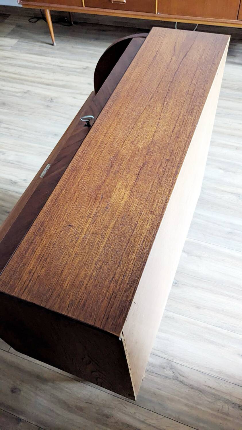 Bureau secrétaire à cylindre teck midcentury