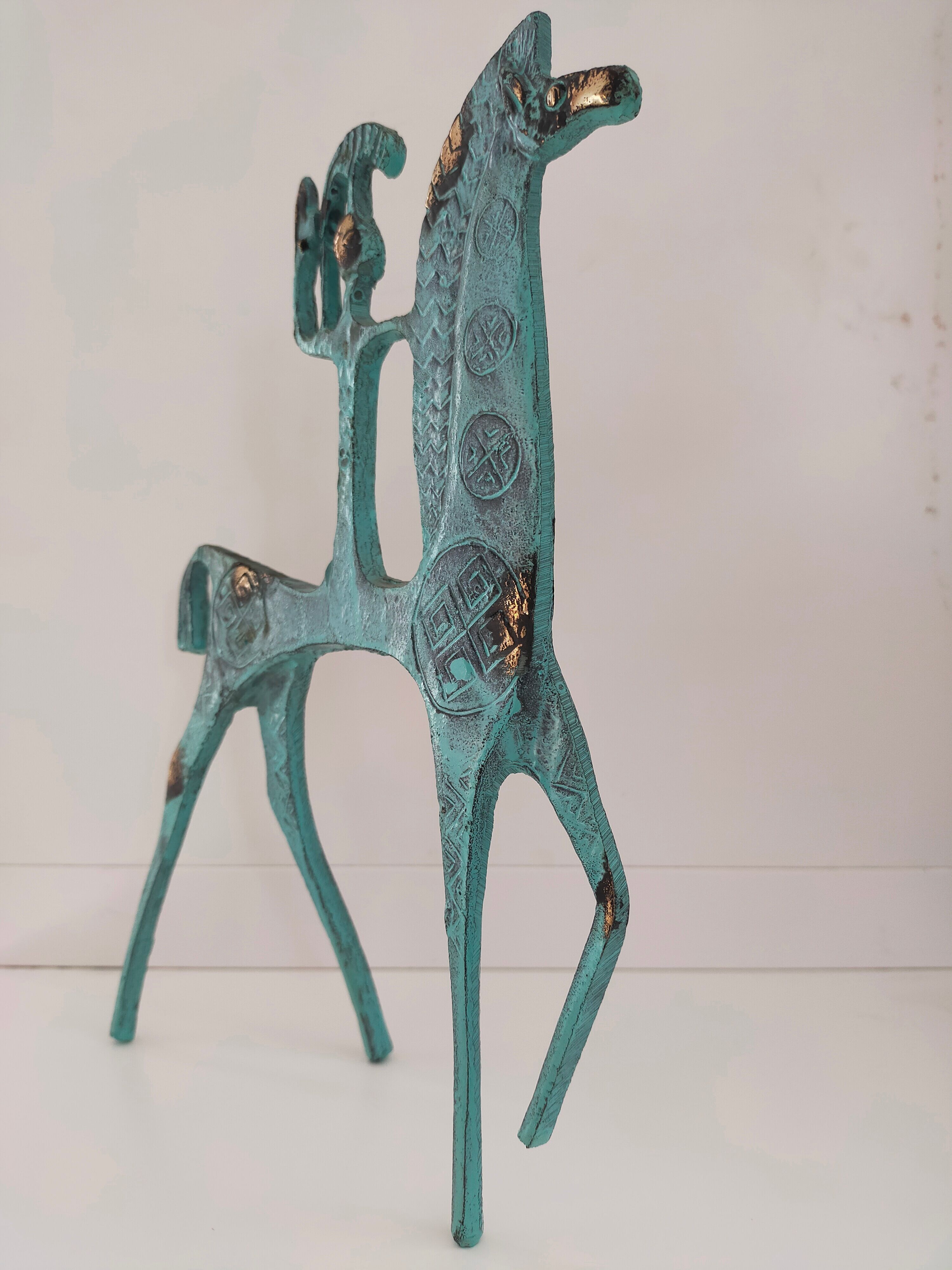 Vintage brass statue etruscan horse Greece