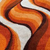 Large Psychedelic "WAVE"High Pile Rug by Prinstapijt Desso, Netherlands 1970s
