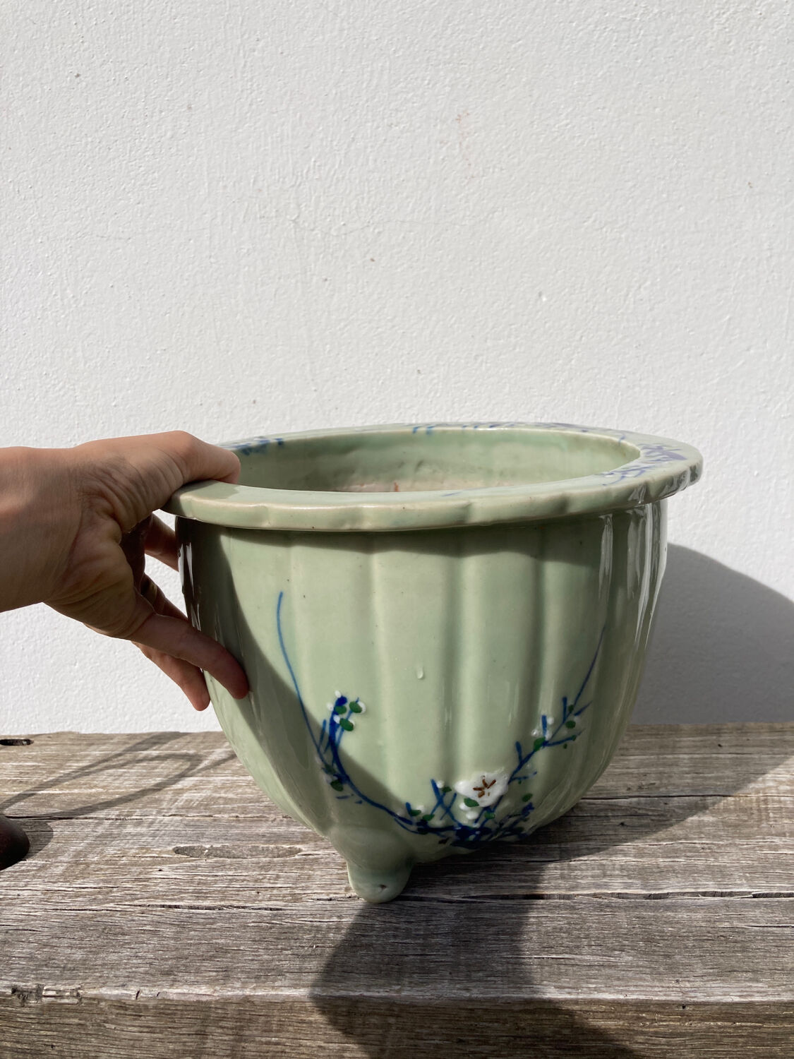 Chinese blue ceramic pot cover