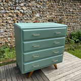 Vintage 1960s cedar green chest of drawers with 4 drawers.