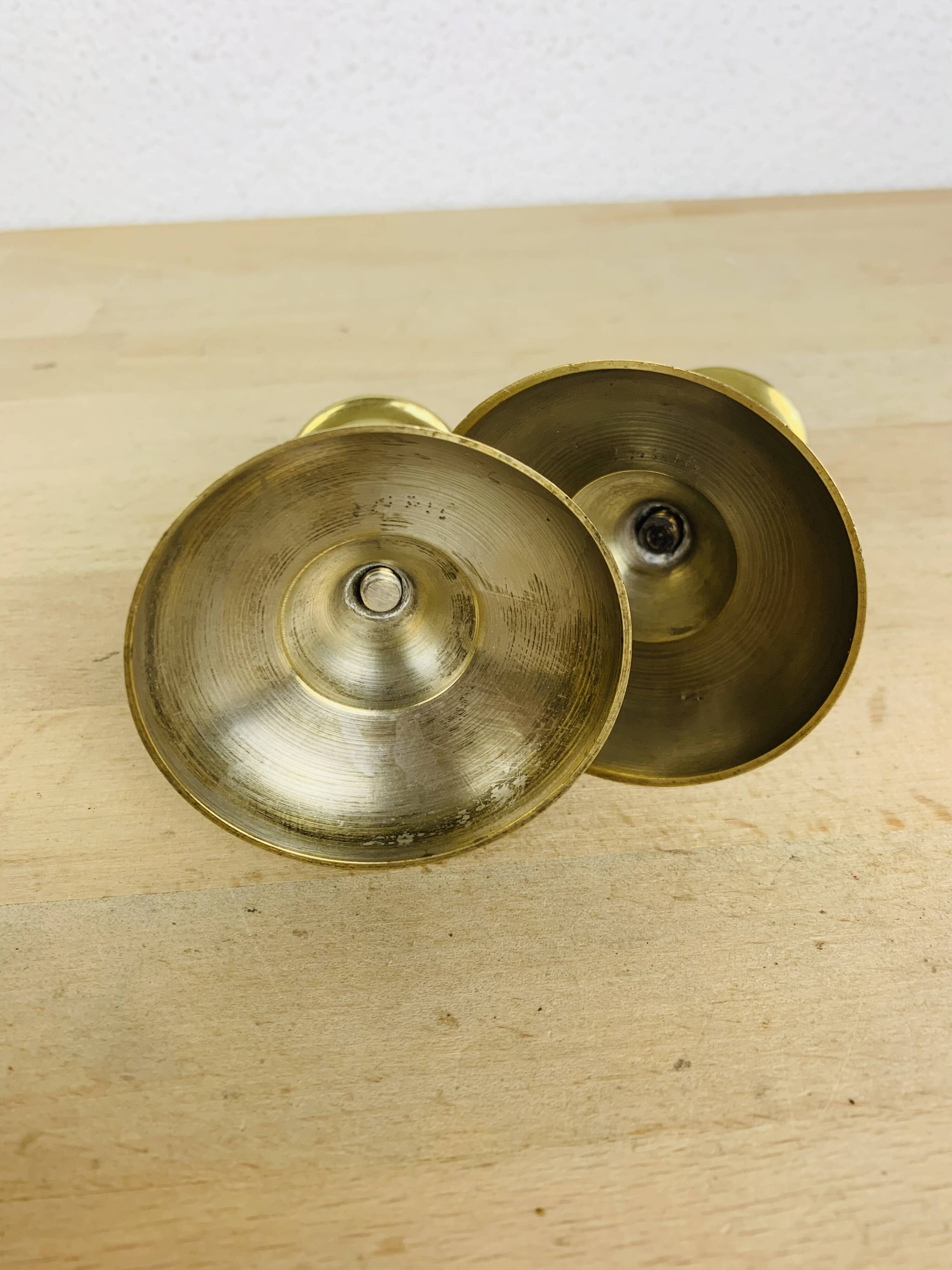 Pair of vintage gilded brass candlesticks