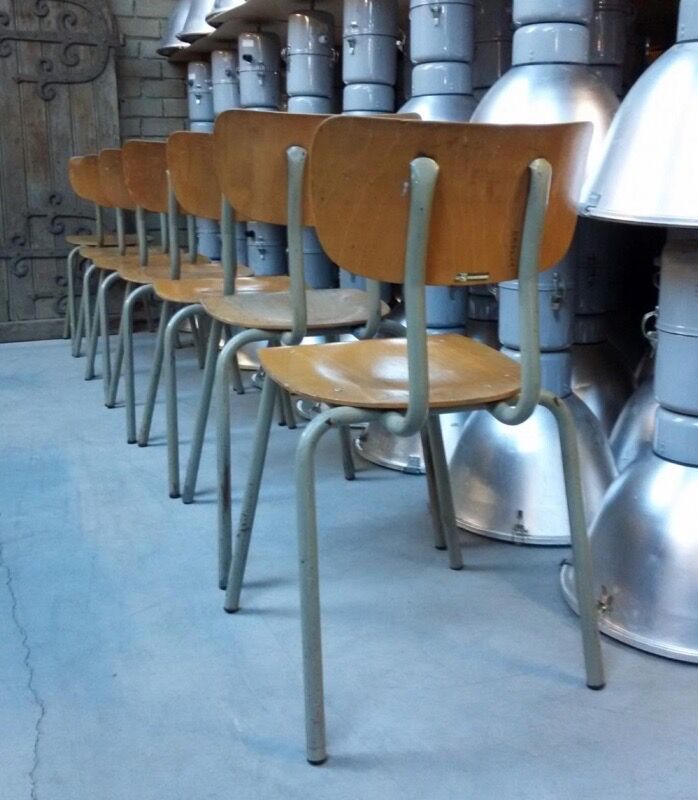 Vintage industrial chair Tubax in wood and metal