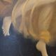 Pair of oil paintings in the neoclassical style depicting dancing nymphs dressed in transparent gowns, dating from the mid-19th century.