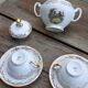 Set of 4 cups and sugar bowl Haute porcelaine de Berry