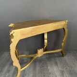 Elegant Golden Console With Carved Details 20th Century