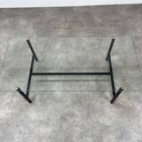 50s coffee table, glass and black metal