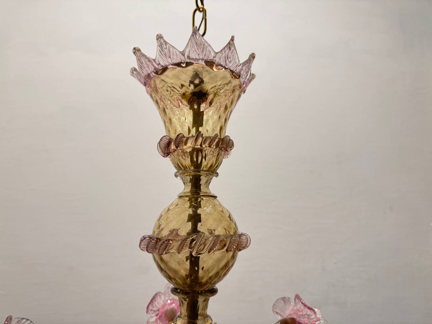Venetian Pink Amber Murano Glass Chandelier 1960’s