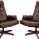 Pair of 2 Swedish swivel leather chairs