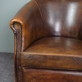 Set of 2 club armchairs in sheep leather