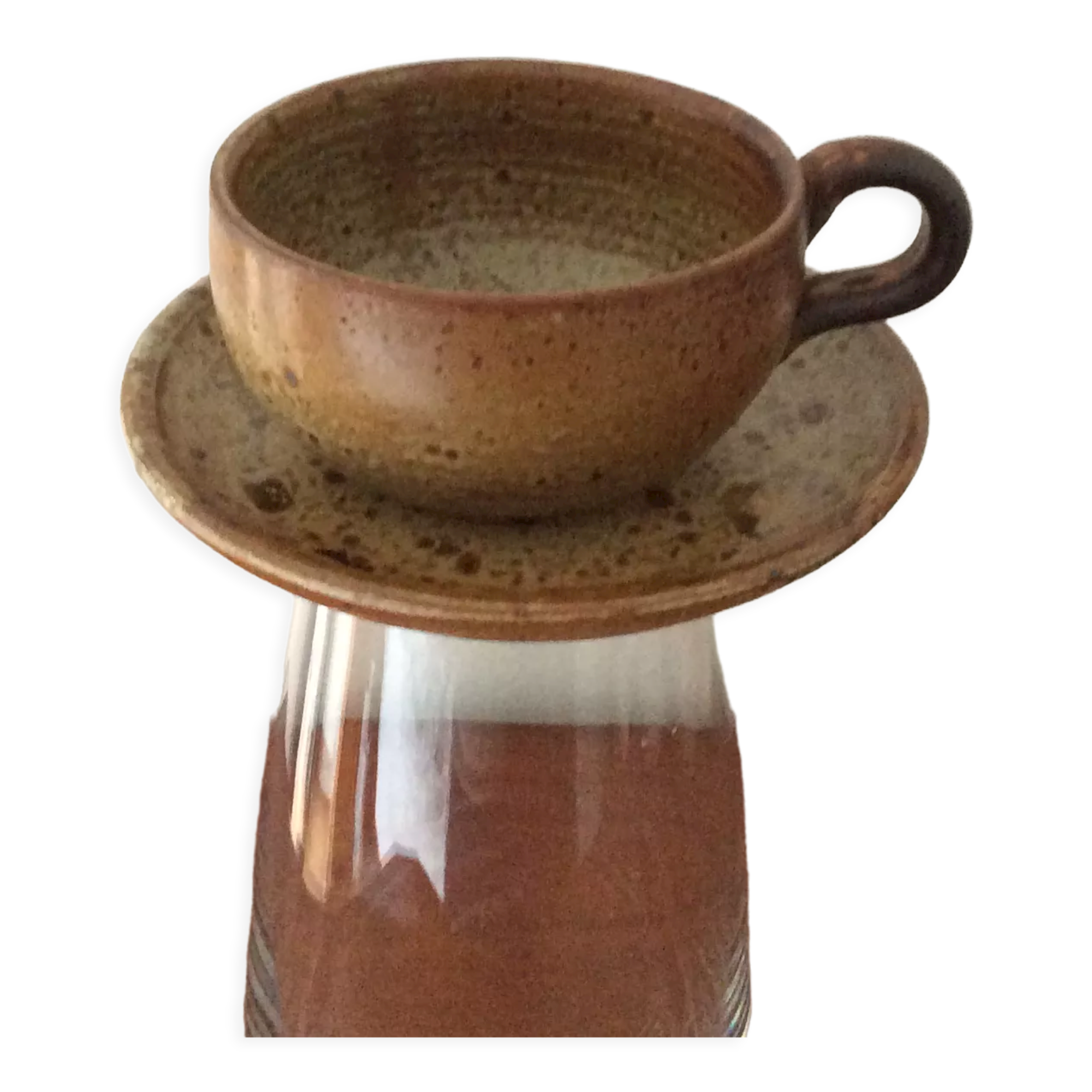 Lunch cup and under cup in stoneware - vintage