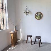 Pair of tripod stools in oak