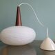 Scandinavian suspension in opaline and teak, 60s