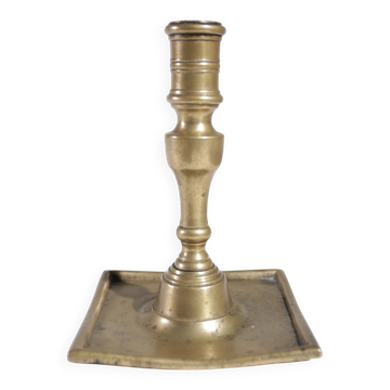 17th-century Spanish brass candlestick with square base